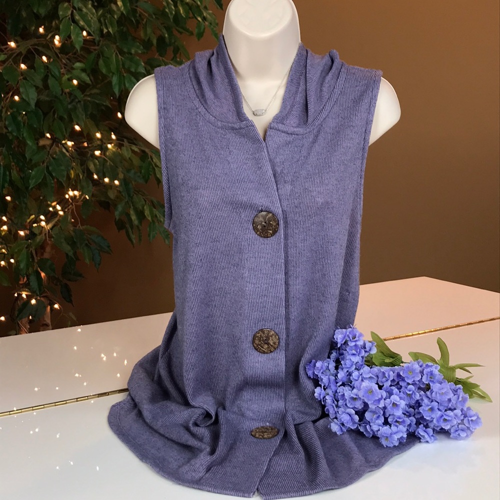 SOFT SURROUNDINGS LAVENDER LONG TOP W/ HOOD LARGE